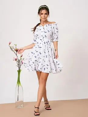 Плаття ISSA PLUS SA-461 L білий/блакитний, фото 1