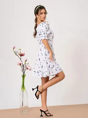 Плаття ISSA PLUS SA-461 L білий/блакитний, фото 3