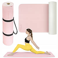Килимок (мат) спортивний 4FIZJO TPE 180 x 60 x 0.6 см для йоги та фітнесу Pink/Grey (P-5907739317063)