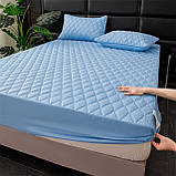 Набір простирадло-наматрацник (200×220см) водонепроникне на гумці, і 2 наволочки, в блакитному кольорі, фото 6