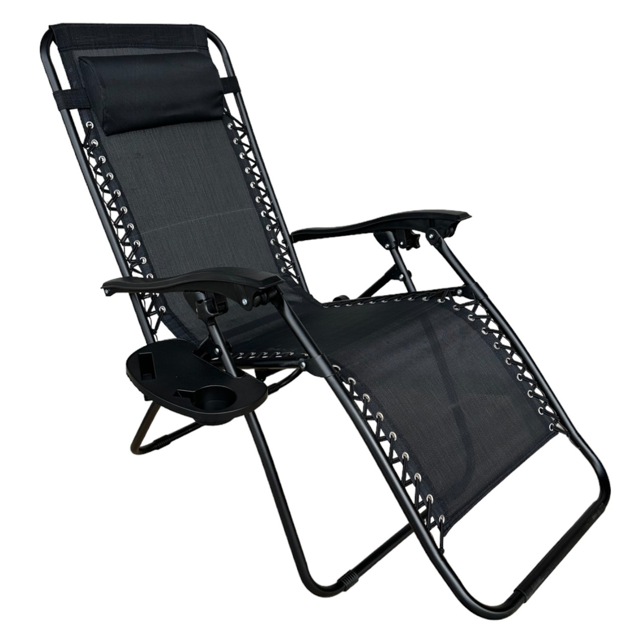 Розкладне крісло шезлонг LEOBRO Zero Gravity Чорне (HT-167D BLACK)
