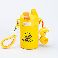 Дитячий термос з нтрубочкою 460 мл з ремінцем Жовтий