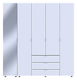 Комплект шаф для одягу Doros Гелар (2 шт.) 194х49,5х203,4 см Дзеркало/Білий (DRS-011137), фото 2