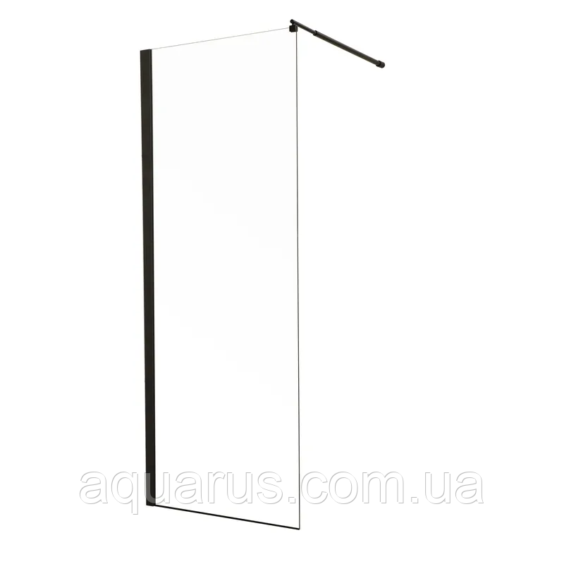 Душова перегородка Mixxus Premium FLAT SP02-120x200-TR Black Walk-In прозоре скло 8мм (MI6857)