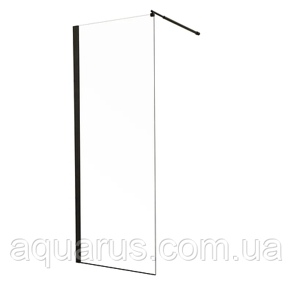 Душова перегородка Mixxus Premium FLAT SP02-120x200-TR Black Walk-In прозоре скло 8мм (MI6857), фото 1