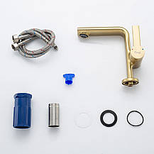 Змішувач для умивальника FRAP F1088-3, литий вилив, латунь, золотий сатин, фото 2