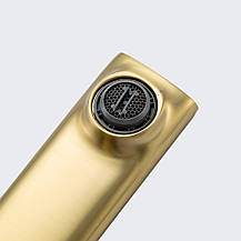 Змішувач для умивальника FRAP F1088-3, литий вилив, латунь, золотий сатин, фото 4