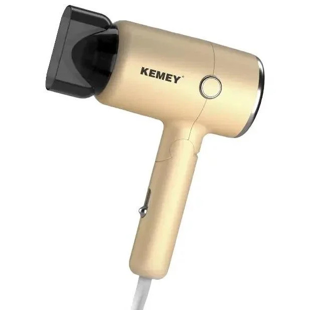 Фен для висушування волосся Kemei KM-6838 дорожній з насадкою складаний 1200 Вт Золотий, фото 1