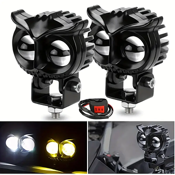 Світлодіодна двокольорова фара Moto LED Mini Сова 20W 2000Lm 9-60V для мотоцикла, мопеда, скутера