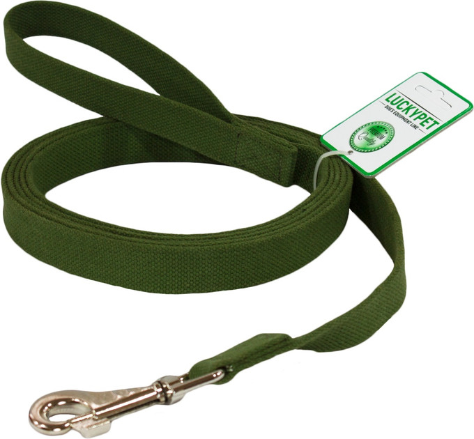 Повідець брезентовий Lucky Pet зелений шитий 2,5 /200см, фото 1