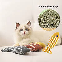 М'яка іграшка для кішок РИБКА з котячою м'ятою - жовта, фото 3