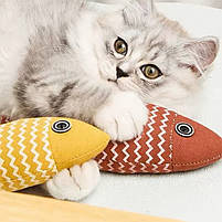 М'яка іграшка для кішок РИБКА з котячою м'ятою - жовта, фото 6