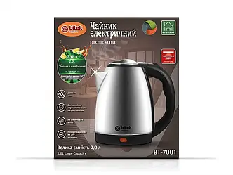 Чайник електричний з нержавіючої сталі 2,0л 2000Вт BITEK BT-7001 12шт 8950