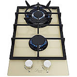 Варильна поверхня газова, скло у бежевому кольорі. Набір з двома турбо пальників вог. Luxor Німеччина, фото 3