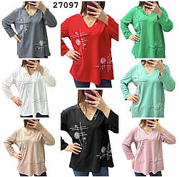 Кофта горло місо, з камінням Тканина 95% котон Розмір 52,54,56 Від 3 од, можна мікс