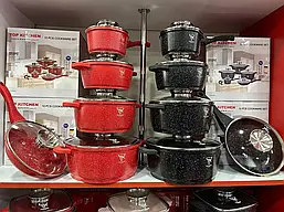Набір каструль із мармуровим покриттям Top Kitchen TK00020, 10 предметів посуду для кухні для дому