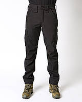 Штани камуфляжні утеплені на флісі, шість кишень, тканина софтшелл, колір чорний