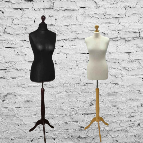 Манекен Кравецький  пінопластовий Жіночий  40-42 \ 46-48 \ M M Чорний  Білий  на дерев'яній ніжці , для шиття, фото 1