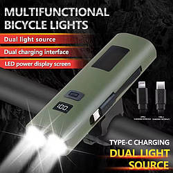 Фара велосипедна передня Z818-2x3W+COB, акумулятор, Power bank, магніт, ЗУ Type-C