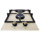 Газова варильна поверхня, скло у бежевому кольорі. Набір з двома турбо пальників вог. Luxor Німеччина, фото 5