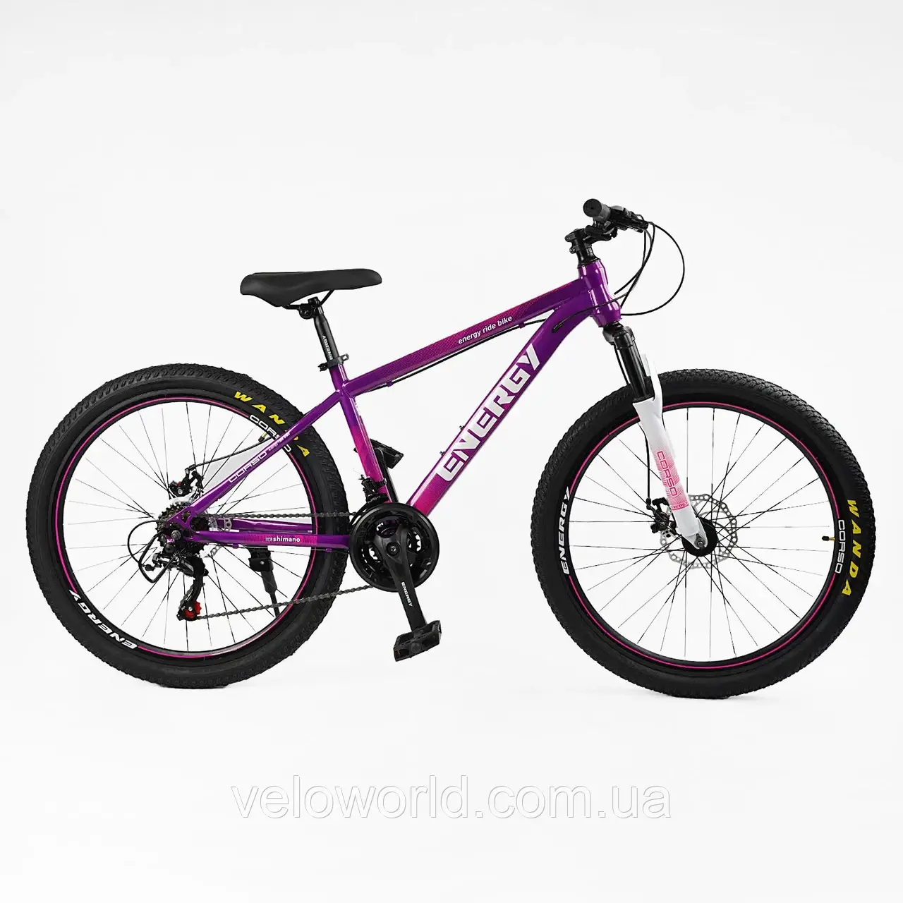 Велосипед спортивний Corso "ENERGY" 26" дюймів EN-26076 (1) рама сталева 15", обладнання Shimano 21 швидкість, зібраний на 75%