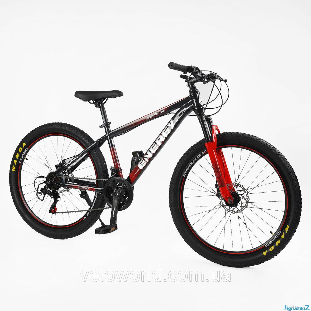 Велосипед спортивний Corso "ENERGY" 26" дюймів EN-26302 (1) рама сталева 15", обладнання Shimano 21 швидкість, зібраний на 75%