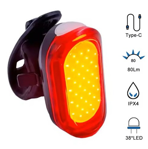 Велоліхтар задній MY-2106-38LED акумулятор. Li-ion, ЗУ Type-C, Waterproof, фото 1