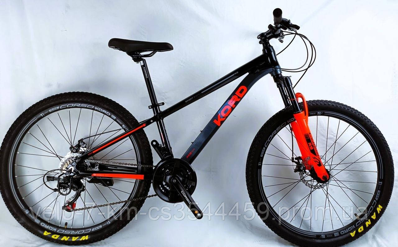 Велосипед спортивний Corso «Kord» 26" дюймів KD-14670 (1) рама алюмінієва 13", обладнання Shimano 21 швидкість, зібран на 75%
