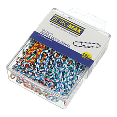 Скріпки 28мм BM.5071 100шт зебра кольорові, пластикова упаковка (10/500)