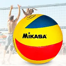 Волейбольний м'яч із синтетичної шкіри Mikasa MVA200 синій-жовтий-червоний