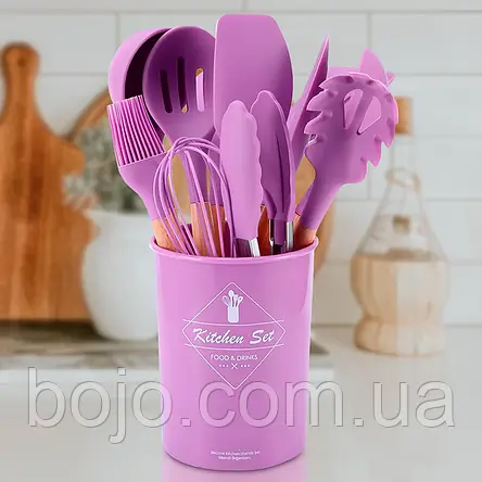 Універсальний набір кухонного приладдя з 12 предметів Kitchen Set фіолетовий (HA-50), фото 1