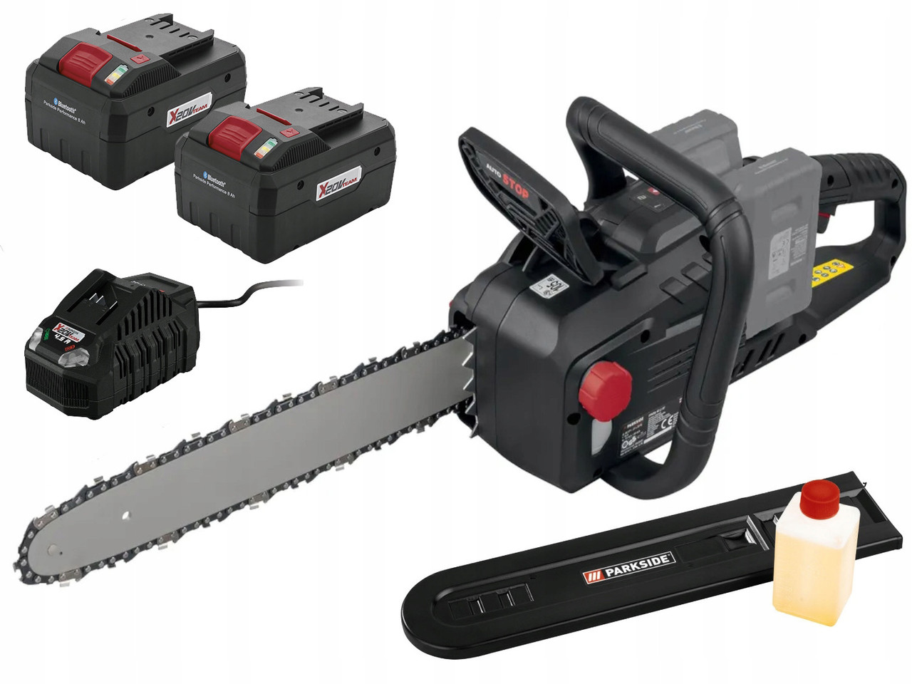 Акумуляторна ланцюгова пила Parkside Performance PPKSA 40 Li B2 2x АКБ 4Ah, фото 1