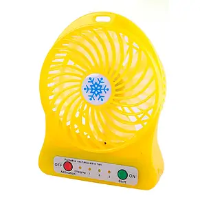 Настільний міні-вентилятор з акумулятором Portable Fan Mini Жовтий, фото 3