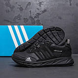 Осінні чоловічі шкіряні кросівки Adidas (Адідас) чорні повсякденні з натуральної шкіри на осінь *А30 сер*, фото 3