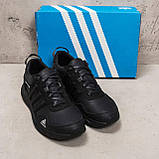 Осінні чоловічі шкіряні кросівки Adidas (Адідас) чорні повсякденні з натуральної шкіри на осінь *А30 сер*, фото 5