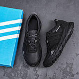 Осінні Весняні чоловічі шкіряні кросівки Adidas (Адідас) чорні повсякденні з натуральної шкіри на осінь взуття *А30 сер*, фото 5