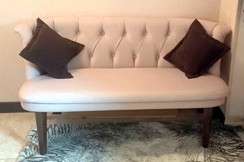 Банкетка м'яка зі спинкою (без подушок)  Вікторія  ,  колір та оббивка а вибір