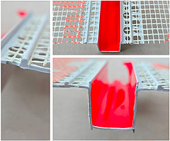 Рустовочний профіль Bella Plast BP11 20х20мм ПВХ із сіткою руст (боні) для фасаду 20мм на 20мм довжина 3 метри упаковка 20 штук