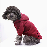 Спортивний худі для собак на флісі, розмір ХL,червоний, маломірить, фото 2