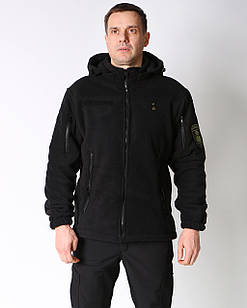 Тепла кофта на флісі з капюшоном, зі штучним хутром, колір чорний