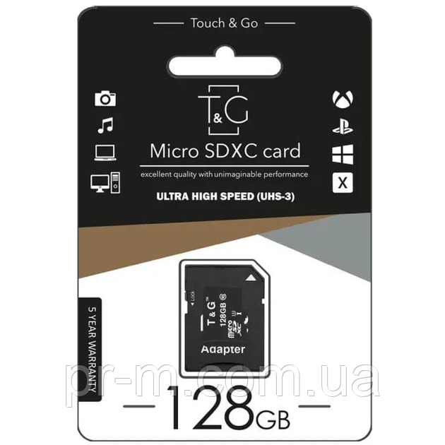 Карта пам'яті micro SD T&G 128Gb Class 10, фото 1