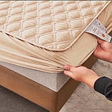 Наматрацник стьобаний з бортом на резинці бежевий 160х200см (без наволочок), фото 2