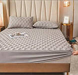 Наматрацник стьобаний з бортом на резинці сірий 160х200см (без наволочок), фото 2