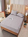 Наматрацник стьобаний з бортом на резинці сірий 160х200см (без наволочок), фото 3