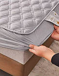 Наматрацник стьобаний з бортом на резинці сірий 160х200см (без наволочок), фото 4