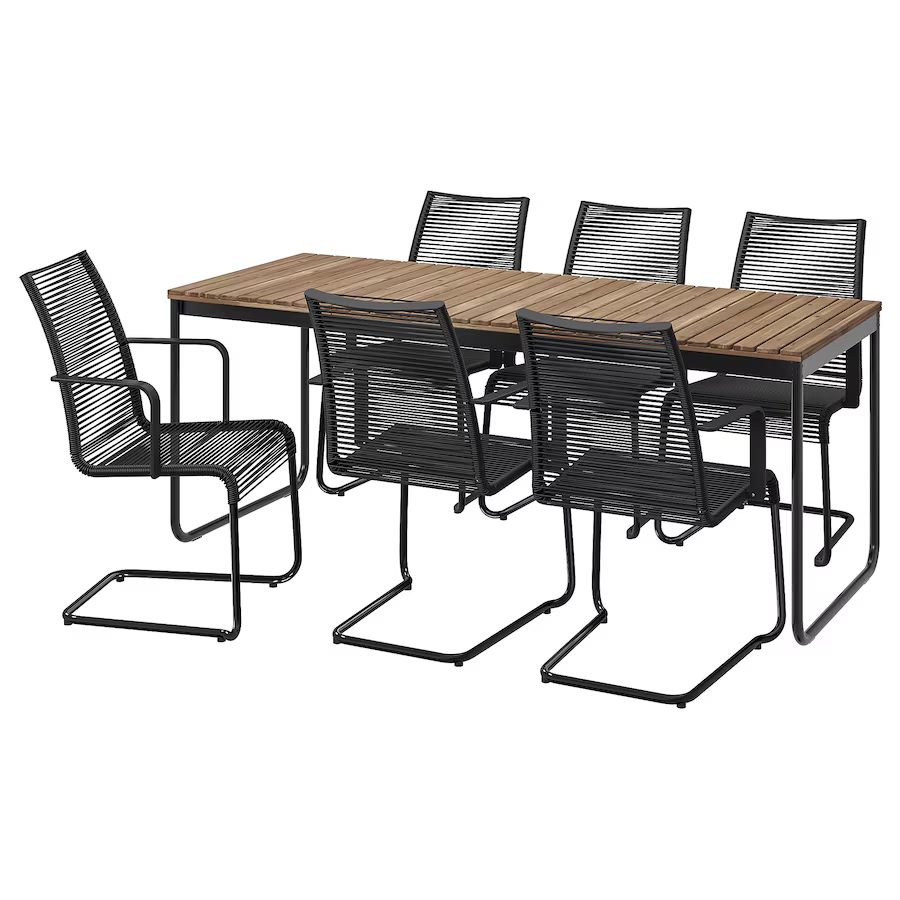 Стіл і 6 стільців з підлокітниками VASMAN/VASMAN IKEA 895.826.79, фото 1