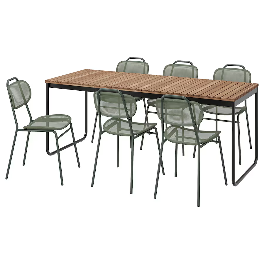 Стіл і 6 стільців з підлокітниками VASMAN/ENSHOLM IKEA 695.817.32, фото 1