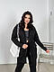 Жіночий прогулянковий весняний костюм батал кардиган на блискавці та штани джоггери великого розміру двонитка люкс, фото 7