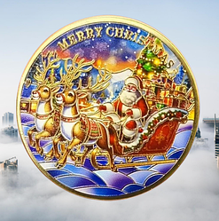 Монета сувенір кольорова "Щасливого Різдва!" голд. Merry Christmas