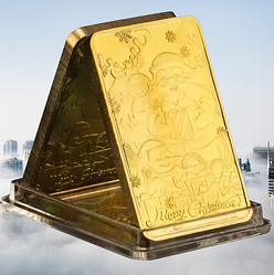 Сувенір пам'ятний слиток Новий рік і Різдво. позолота